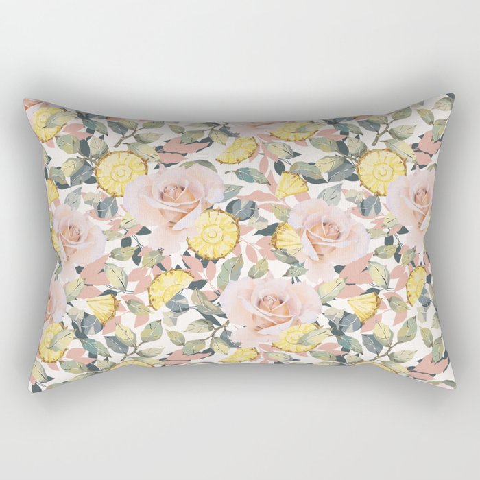 Pineapple wedges on rose bushes P Rectangular Pillow Gallery Image 1