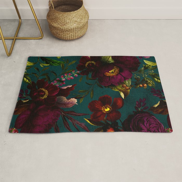 Before Midnight Vintage Flowers Garden Rug Gallery Image 1