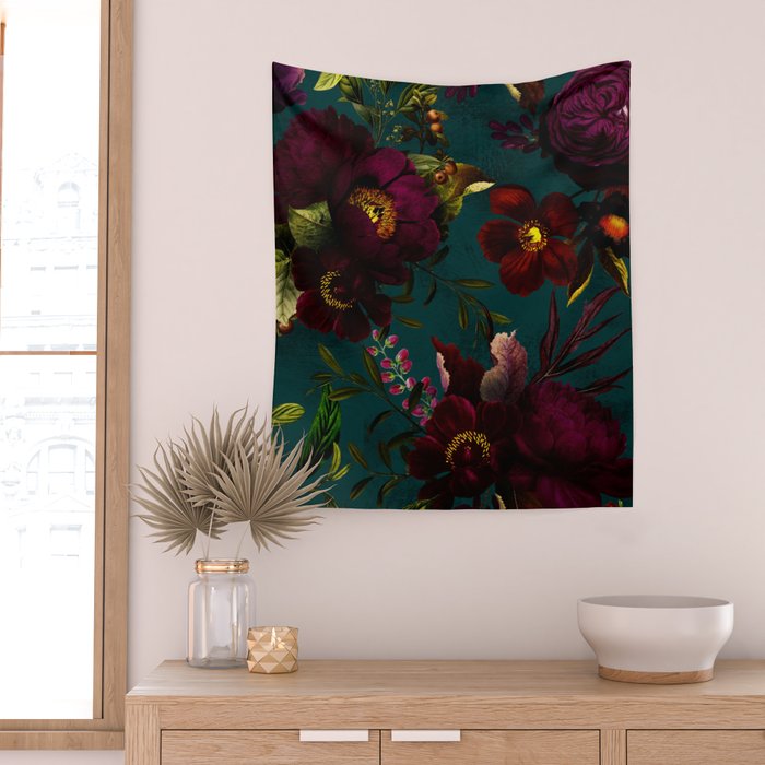 Before Midnight Vintage Flowers Garden Wall Tapestry Gallery Image 2