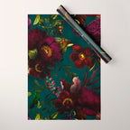 Before Midnight Vintage Flowers Garden Wrapping Paper Gallery Image 1