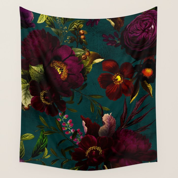 Before Midnight Vintage Flowers Garden Wall Tapestry Gallery Image 4