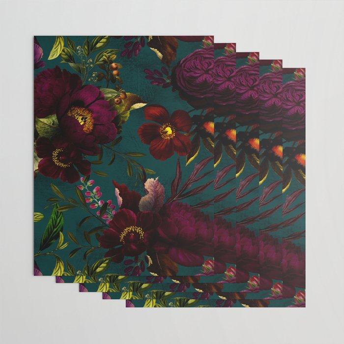 Before Midnight Vintage Flowers Garden Wrapping Paper Gallery Image 3