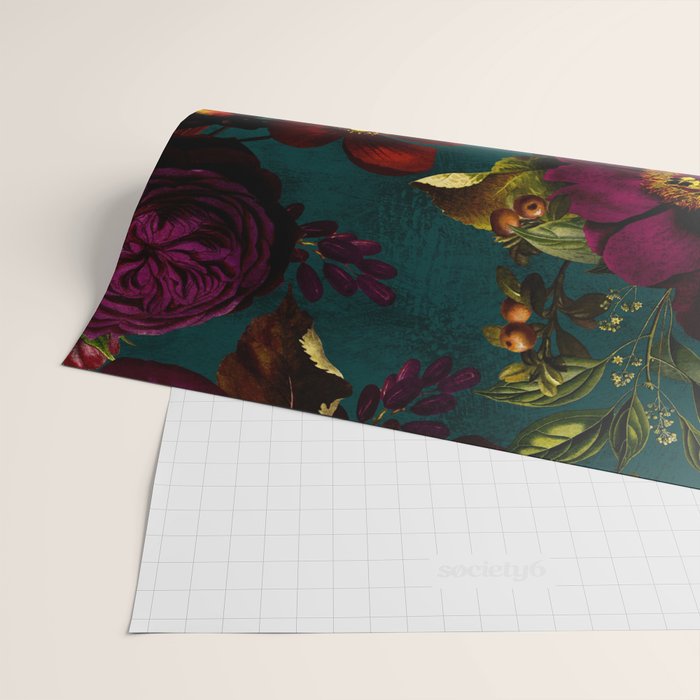 Before Midnight Vintage Flowers Garden Wrapping Paper Gallery Image 2