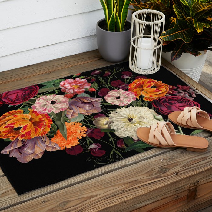 Evening Floral Harvest Vintage Art Prints Outdoor Rug Gallery Image 2
