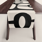 Mid Century Modern Cosmic Abstract 364 Black and Linen White Table Runner Gallery Image 1