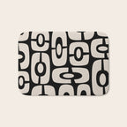 Mid Century Modern Cosmic Abstract 364 Black and Linen White Bath Mat Gallery Image 1