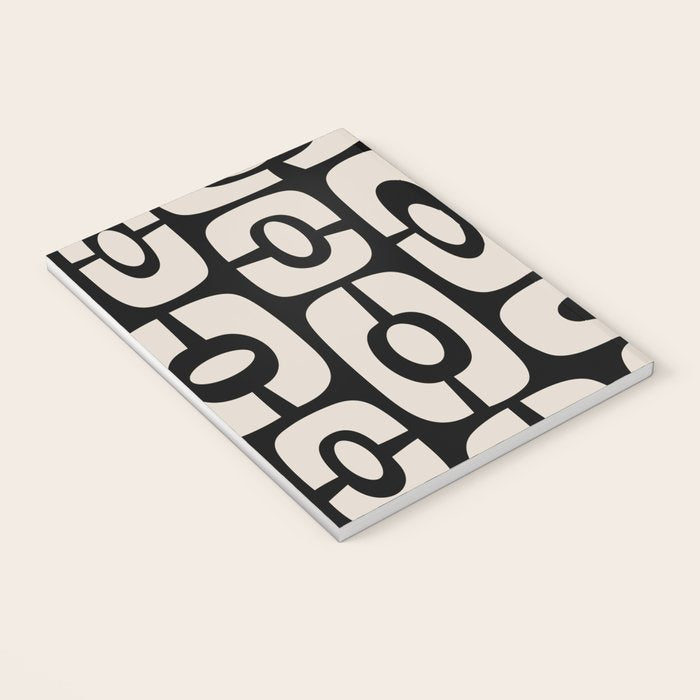 Mid Century Modern Cosmic Abstract 364 Black and Linen White Notebook Gallery Image 3