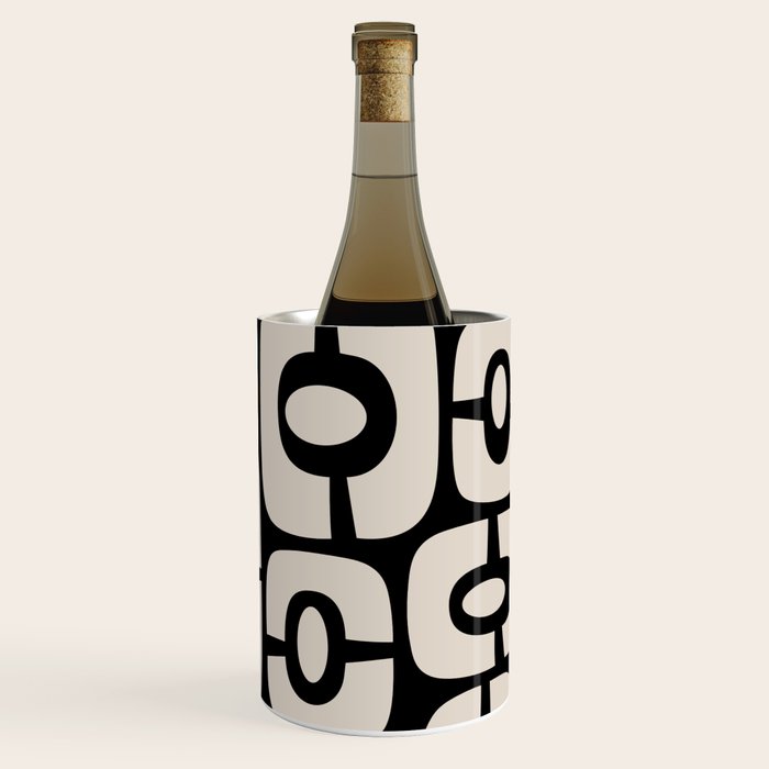 Mid Century Modern Cosmic Abstract 364 Black and Linen White Wine Chiller Gallery Image 3