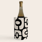 Mid Century Modern Cosmic Abstract 364 Black and Linen White Wine Chiller Gallery Image 3