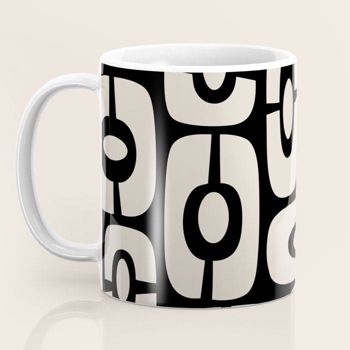 Mid Century Modern Cosmic Abstract 364 Black and Linen White Coffee Mug Gallery Image 3