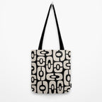 Mid Century Modern Cosmic Abstract 364 Black and Linen White Tote Bag Gallery Image 2