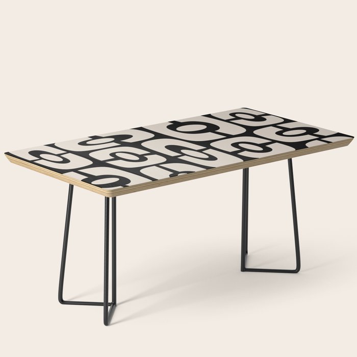 Mid Century Modern Cosmic Abstract 364 Black and Linen White Coffee Table Gallery Image 1