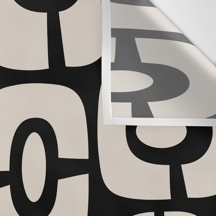 Mid Century Modern Cosmic Abstract 364 Black and Linen White Wall Tapestry Gallery Image 3
