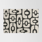 Mid Century Modern Cosmic Abstract 364 Black and Linen White Rug Gallery Image 2