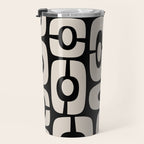 Mid Century Modern Cosmic Abstract 364 Black and Linen White Travel Mug Gallery Image 3