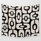 Mid Century Modern Cosmic Abstract 364 Black and Linen White Wall Tapestry Gallery Image 4