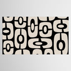 Mid Century Modern Cosmic Abstract 364 Black and Linen White Tablecloth Gallery Image 2