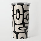 Mid Century Modern Cosmic Abstract 364 Black and Linen White Travel Mug Gallery Image 1