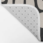 Mid Century Modern Cosmic Abstract 364 Black and Linen White Bath Mat Gallery Image 2
