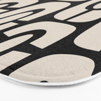 Mid Century Modern Cosmic Abstract 364 Black and Linen White Bath Mat Gallery Image 3