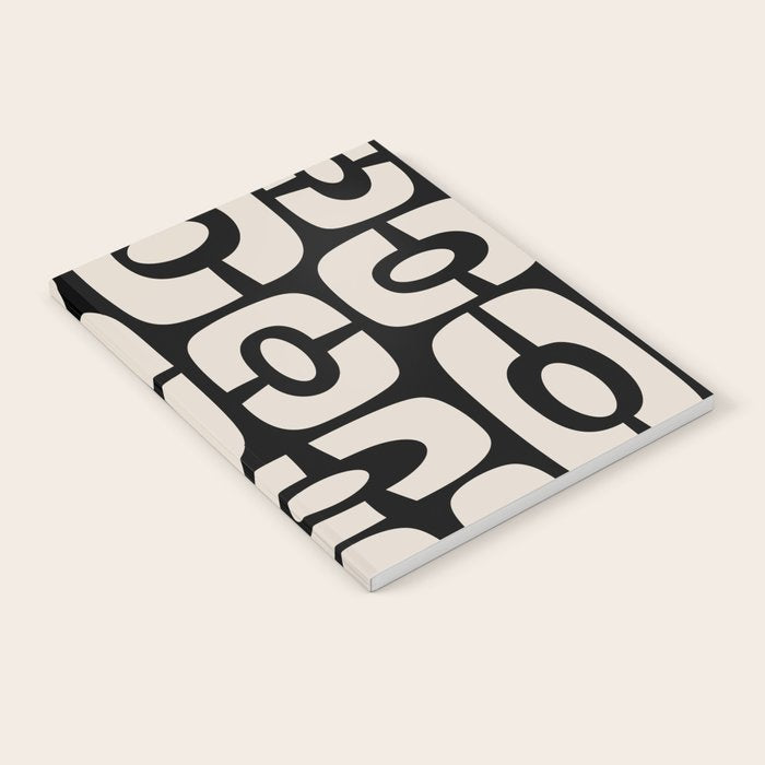 Mid Century Modern Cosmic Abstract 364 Black and Linen White Notebook Gallery Image 2