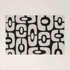 Mid Century Modern Cosmic Abstract 364 Black and Linen White Welcome Mat Gallery Image 1