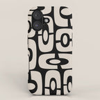 Mid Century Modern Cosmic Abstract 364 Black and Linen White iPhone Case Gallery Image 1