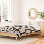 Mid Century Modern Cosmic Abstract 364 Black and Linen White Duvet Cover Gallery Image 2
