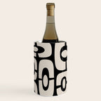 Mid Century Modern Cosmic Abstract 364 Black and Linen White Wine Chiller Gallery Image 1