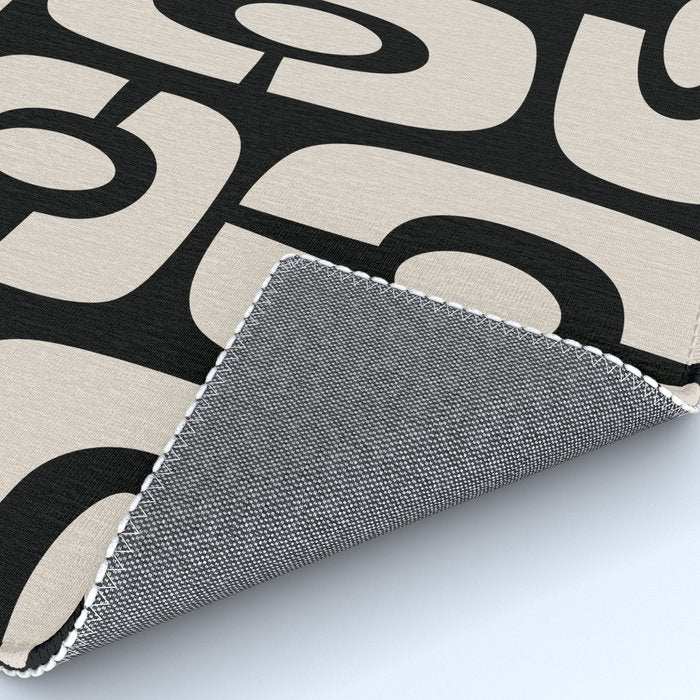 Mid Century Modern Cosmic Abstract 364 Black and Linen White Rug Gallery Image 4