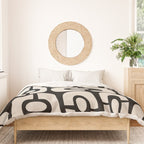 Mid Century Modern Cosmic Abstract 364 Black and Linen White Duvet Cover Gallery Image 3