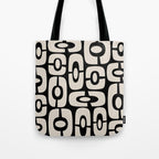 Mid Century Modern Cosmic Abstract 364 Black and Linen White Tote Bag Gallery Image 1