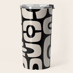 Mid Century Modern Cosmic Abstract 364 Black and Linen White Travel Mug Gallery Image 2