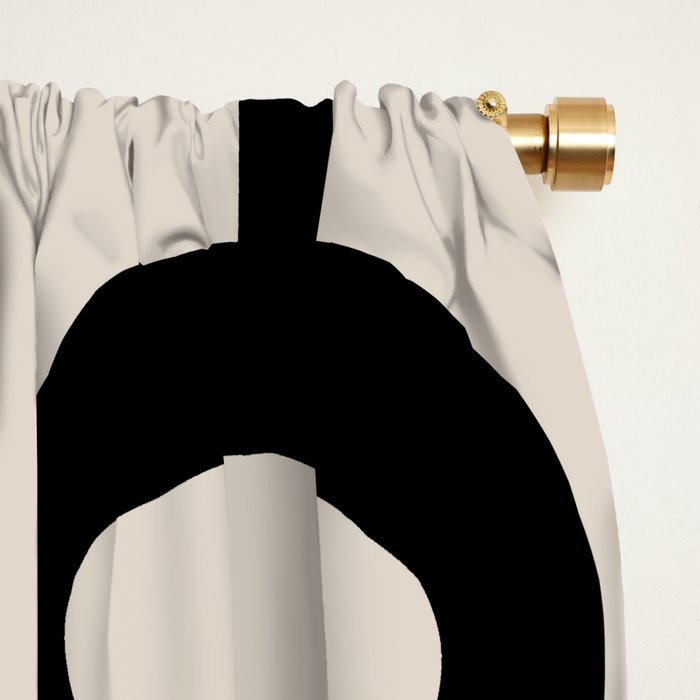 Mid Century Modern Cosmic Abstract 364 Black and Linen White Window Curtain Gallery Image 2