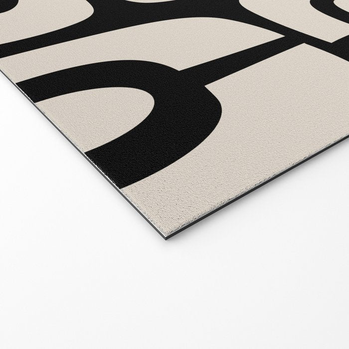 Mid Century Modern Cosmic Abstract 364 Black and Linen White Welcome Mat Gallery Image 2