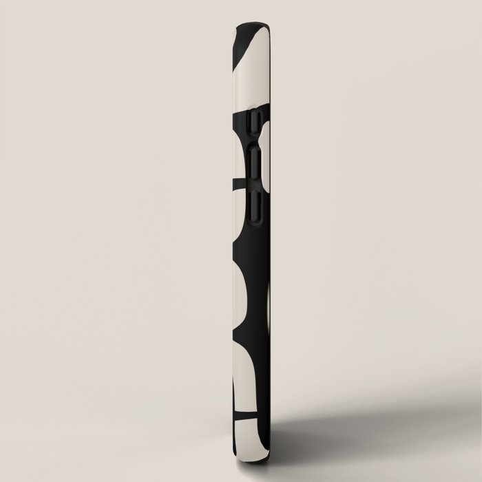 Mid Century Modern Cosmic Abstract 364 Black and Linen White iPhone Case Gallery Image 2