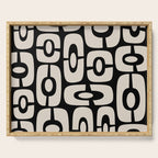 Mid Century Modern Cosmic Abstract 364 Black and Linen White Serving Tray Gallery Image 1