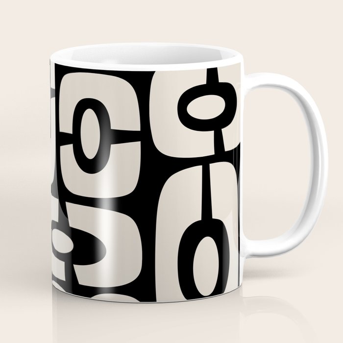 Mid Century Modern Cosmic Abstract 364 Black and Linen White Coffee Mug Gallery Image 1
