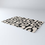 Mid Century Modern Cosmic Abstract 364 Black and Linen White Rug Gallery Image 3