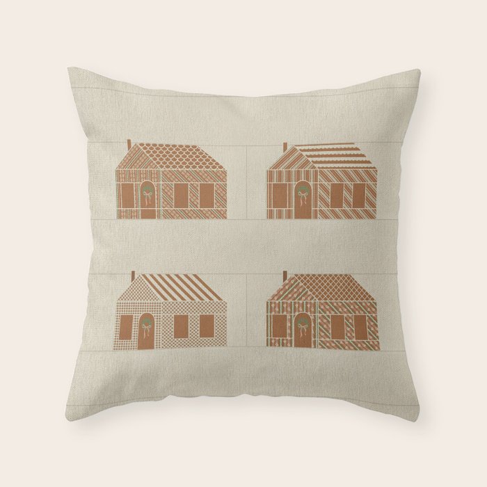 Cozy Ginger Cottages Throw Pillow Gallery Image 1