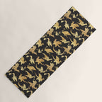 Origami metallic dragon friends // black background golden fantasy animals Yoga Mat Gallery Image 1