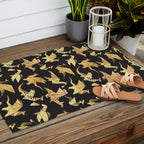 Origami metallic dragon friends // black background golden fantasy animals Outdoor Rug Gallery Image 2