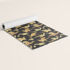 Origami metallic dragon friends // black background golden fantasy animals Yoga Mat Gallery Image 2