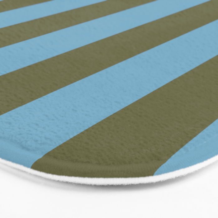 Air Blue Olive Stripes - Cozy Heirloom Bath Mat Gallery Image 3