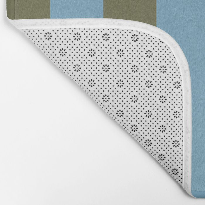 Air Blue Olive Stripes - Cozy Heirloom Bath Mat Gallery Image 2