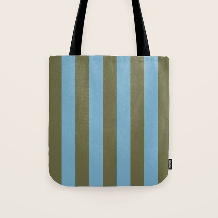 Air Blue Olive Stripes - Cozy Heirloom Tote Bag Gallery Image 1