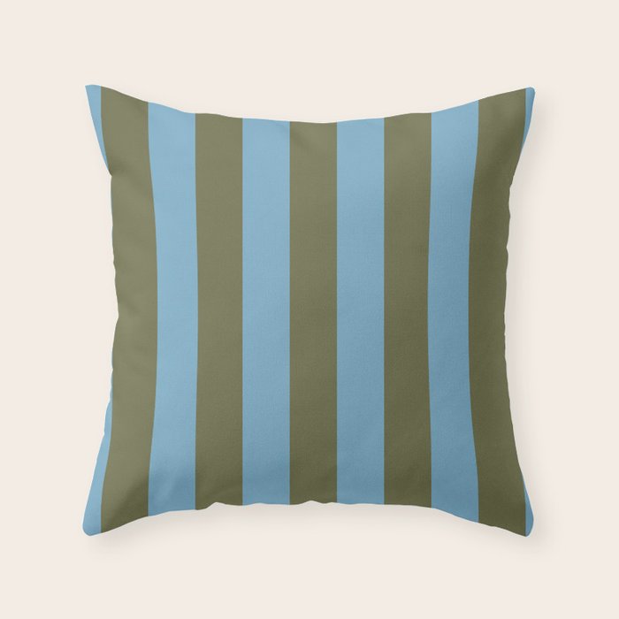 Air Blue Olive Stripes - Cozy Heirloom Throw Pillow Gallery Image 1