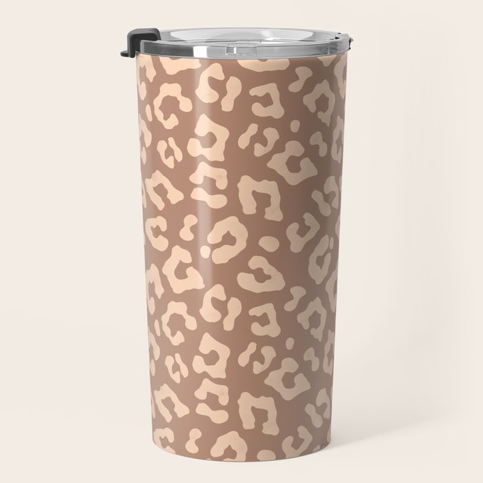 Leopard Print In Clay Brown Travel Mug Gallery Image 3