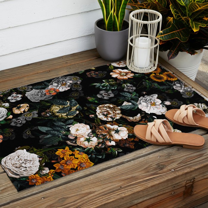 Floral Night Garden Outdoor Rug Gallery Image 2