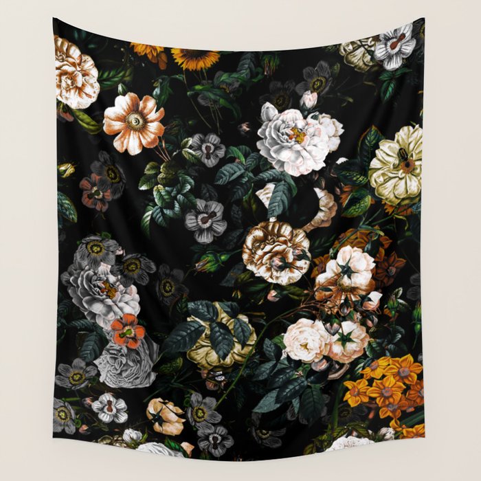 Floral Night Garden Wall Tapestry Gallery Image 4